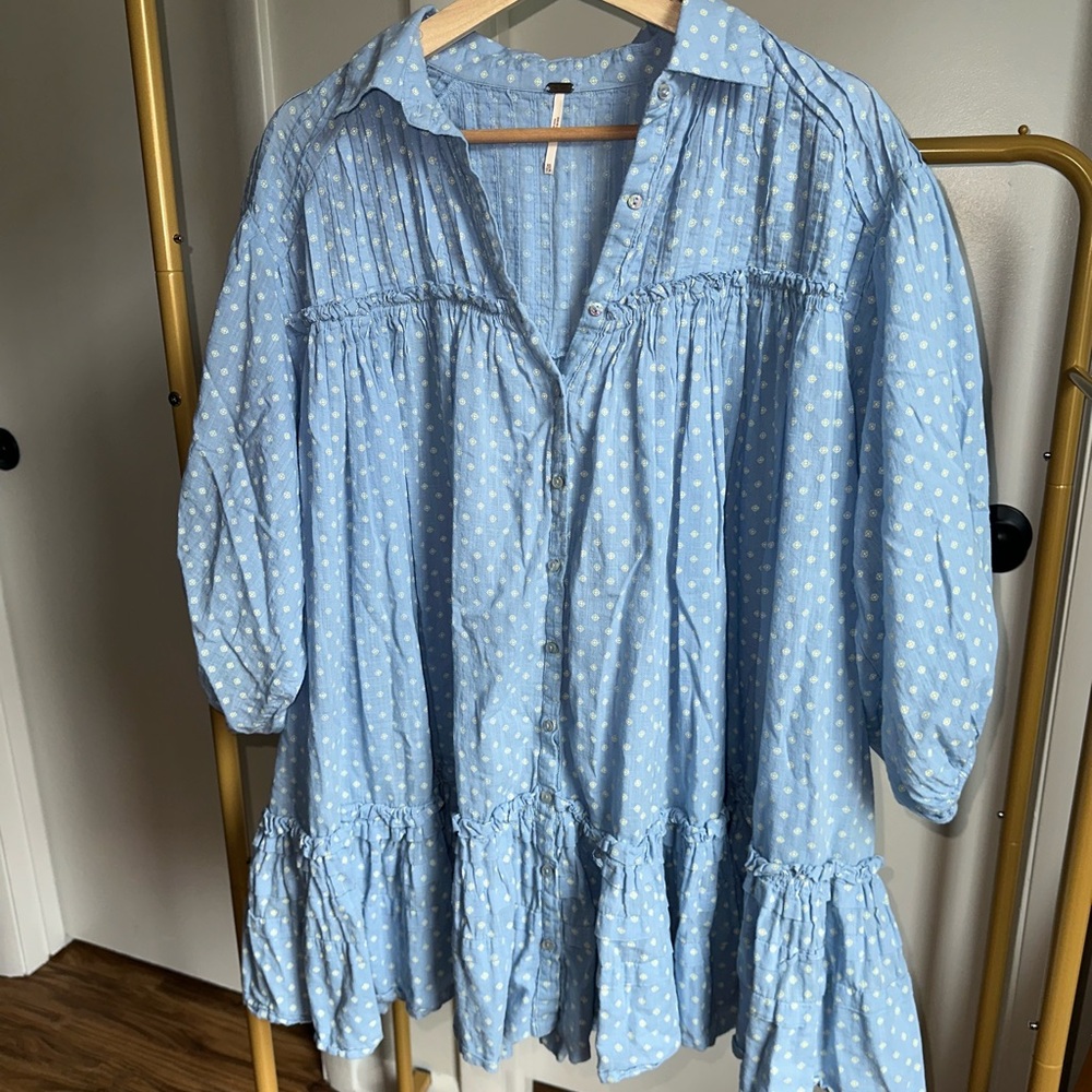 Free People Blue Polka Dot Tunic/ Dress